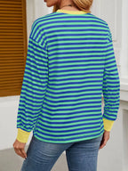 Striped Long Sleeve Casual T-shirt (3)