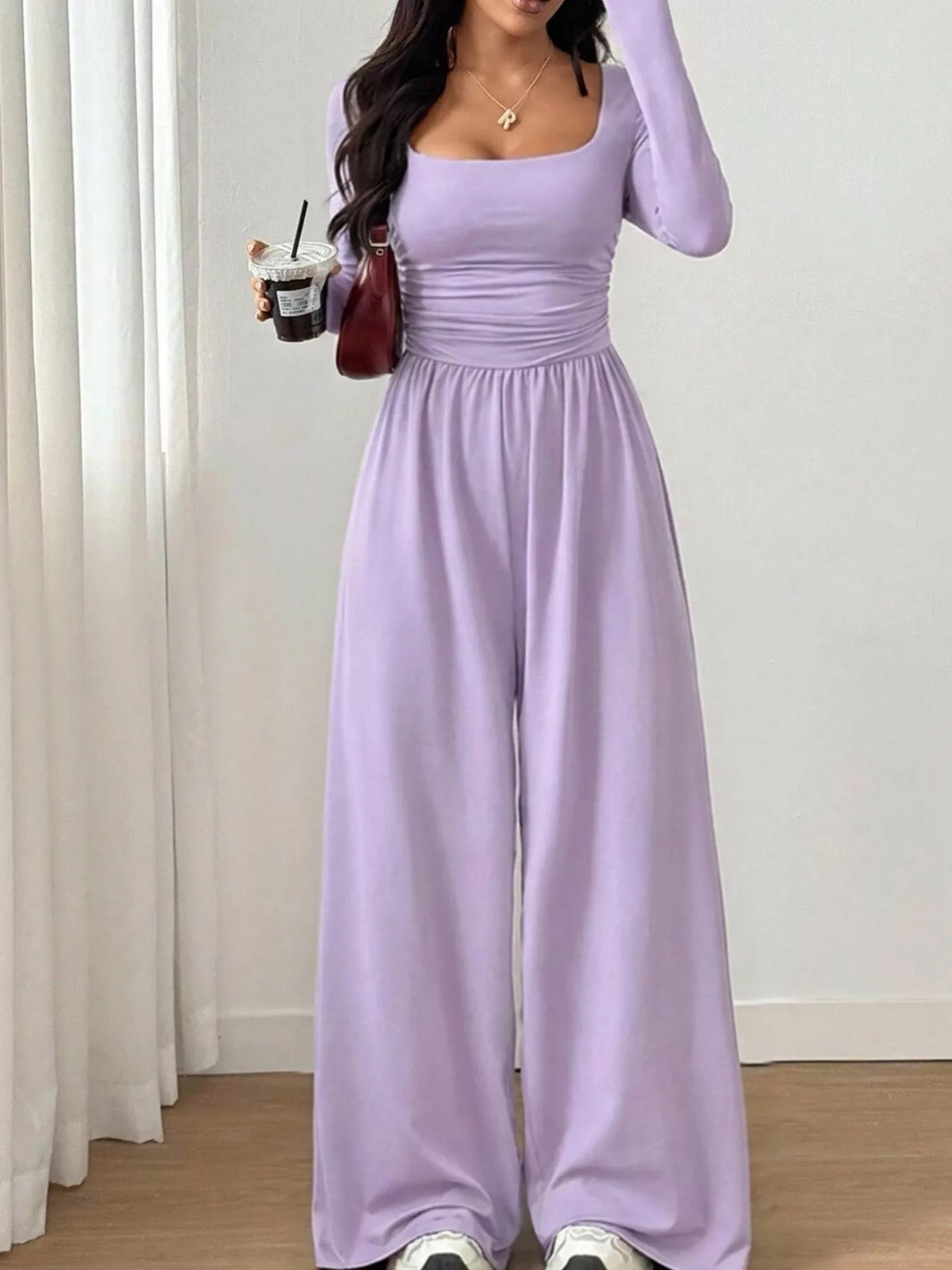 Ruched Square Neck Wide-leg Jumpsuit (23)