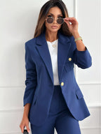 Lapel Collar One Button Blazer (4)