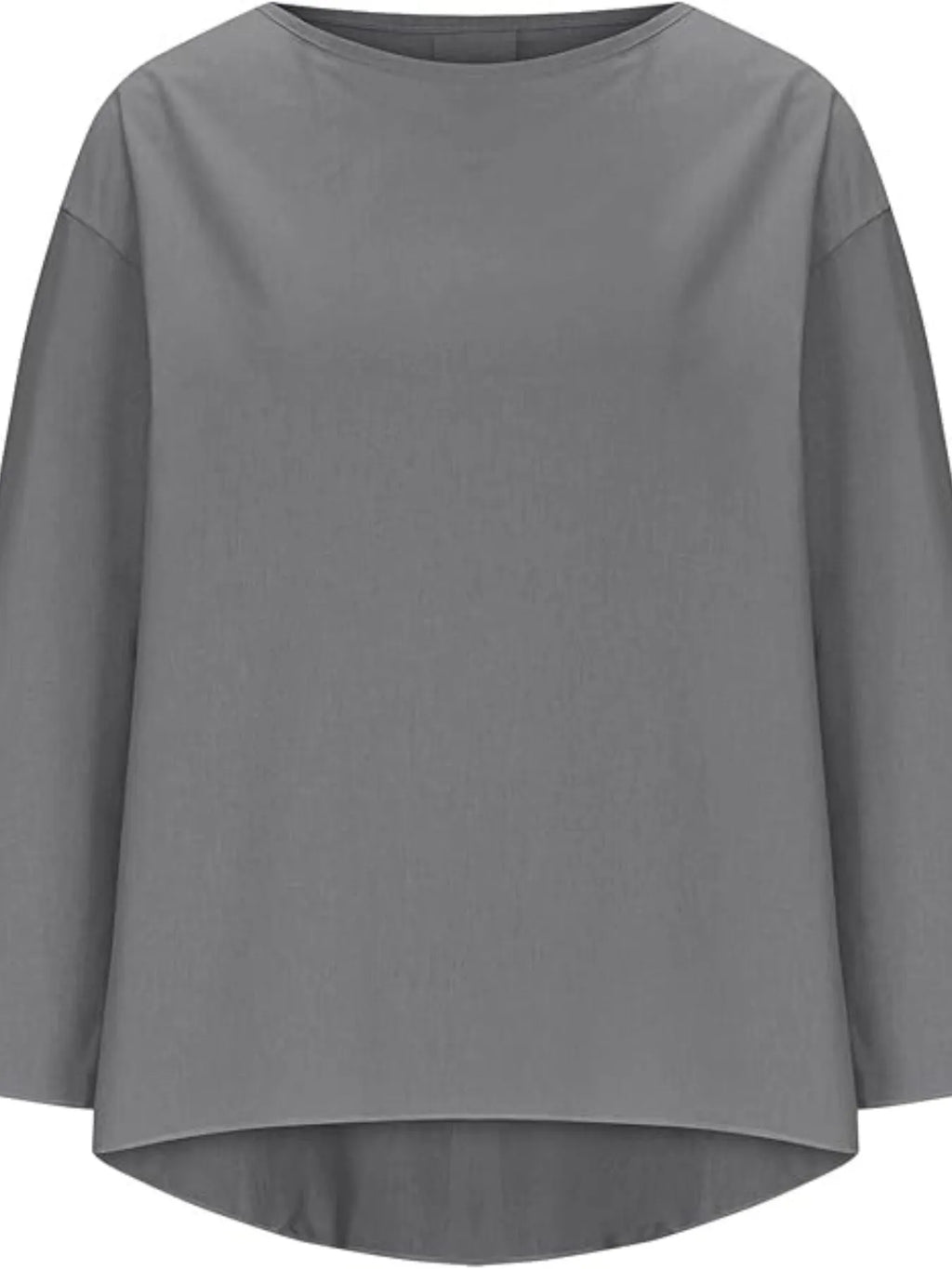 Full Size Round Neck Relaxed Fit Blouse Plus (23)