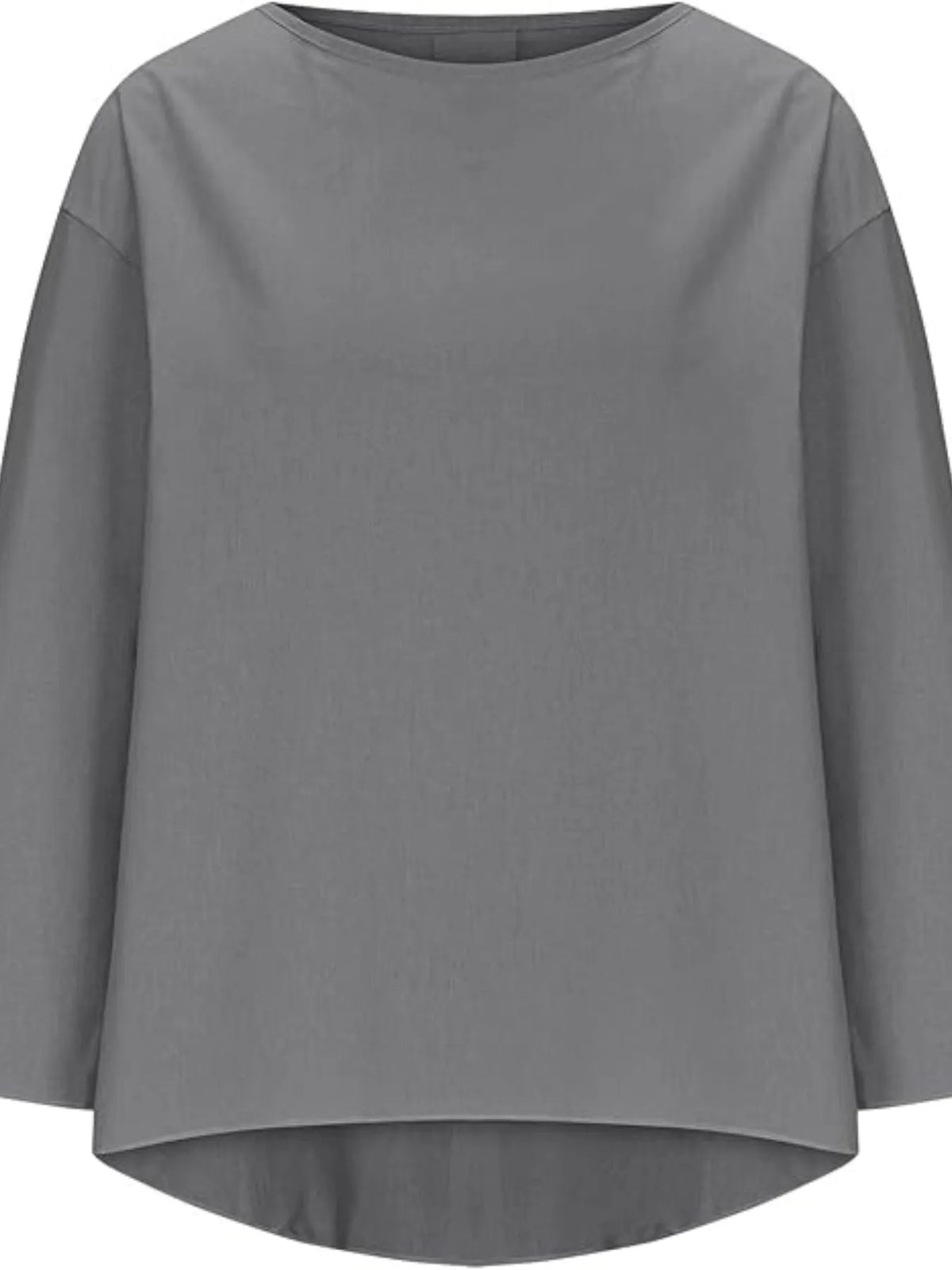 Full Size Round Neck Relaxed Fit Blouse Plus (23)