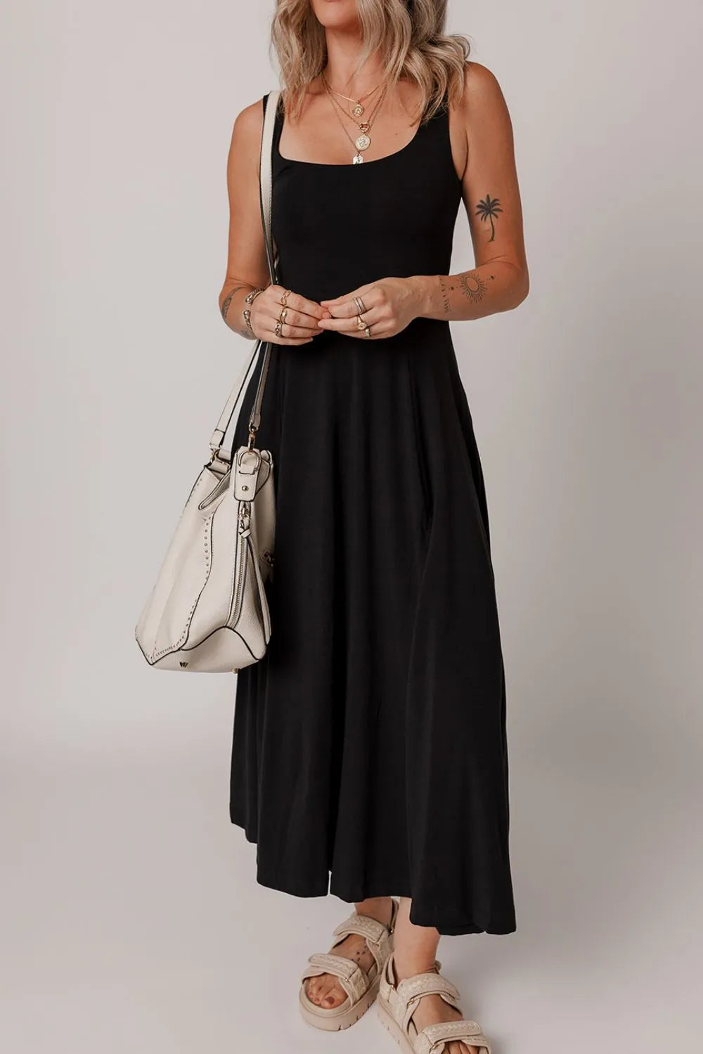 Side Slit Scoop Neck Wide Strap Dress (2)