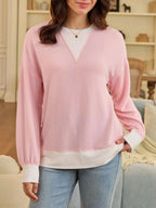 Two-tone Ribbed Knit Sweatshirt (6)
