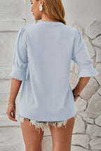 Notched Half Sleeve Blouse (14)