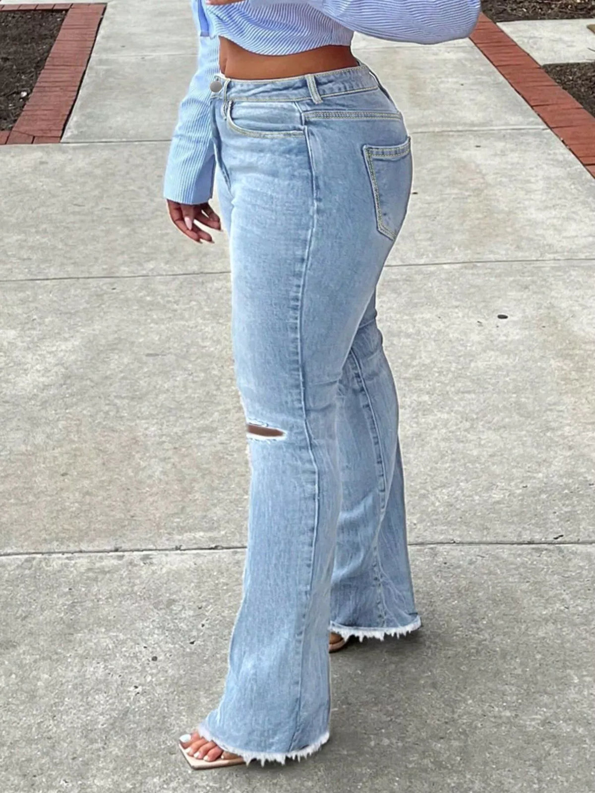 Ripped Knee Flare Jeans (4)