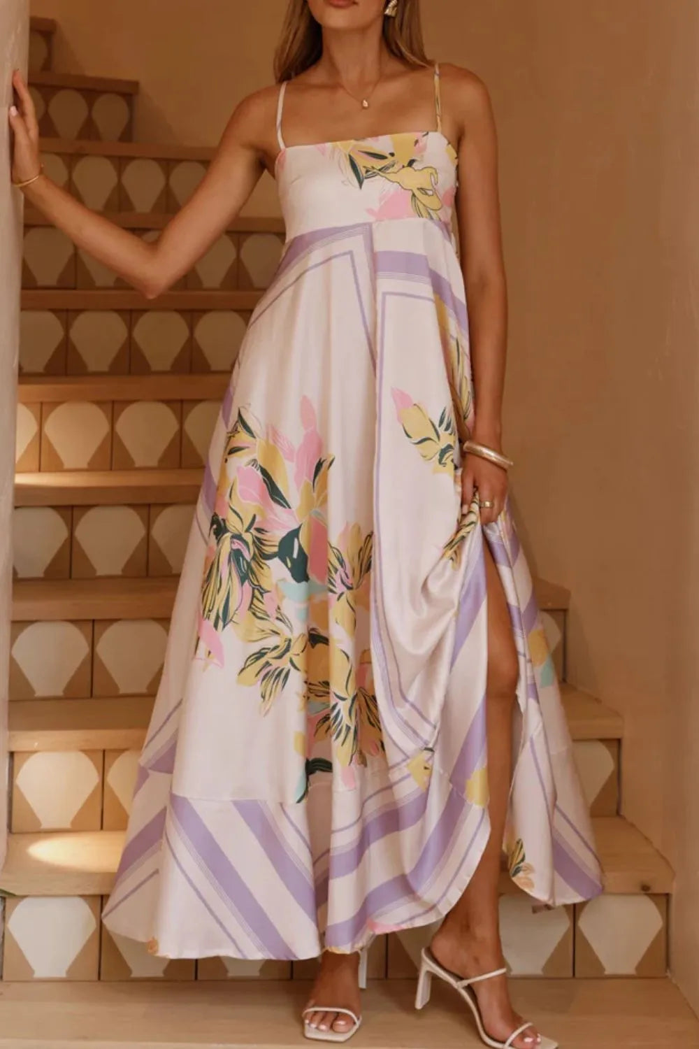 Printed Square Neck Cami Maxi Dress (10)