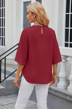 Round Neck Slit Half Sleeve Top (2)