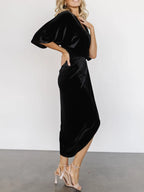 Ruched Surplice Half Sleeve Dress (6)