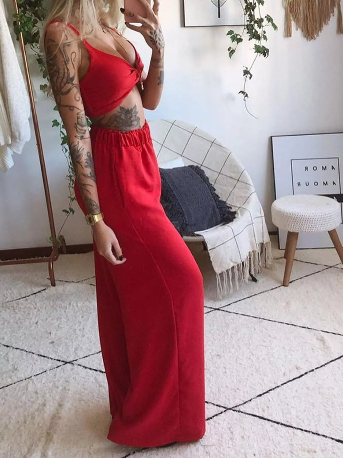 Boho Butterfly Print Top Pants Set (11)