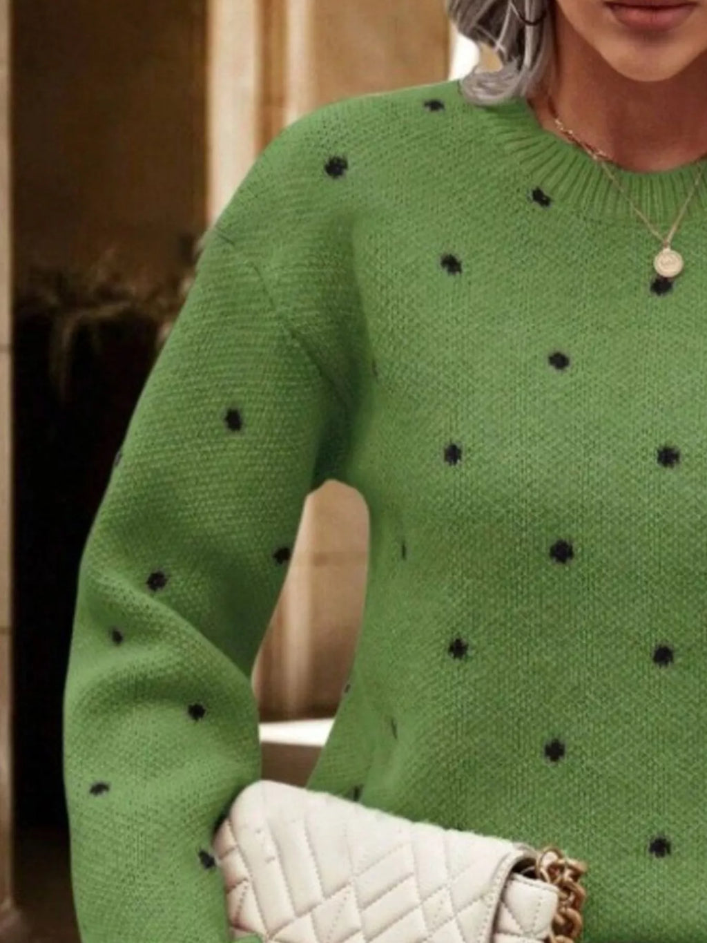 Polka Dot Round Neck Sweater (8)