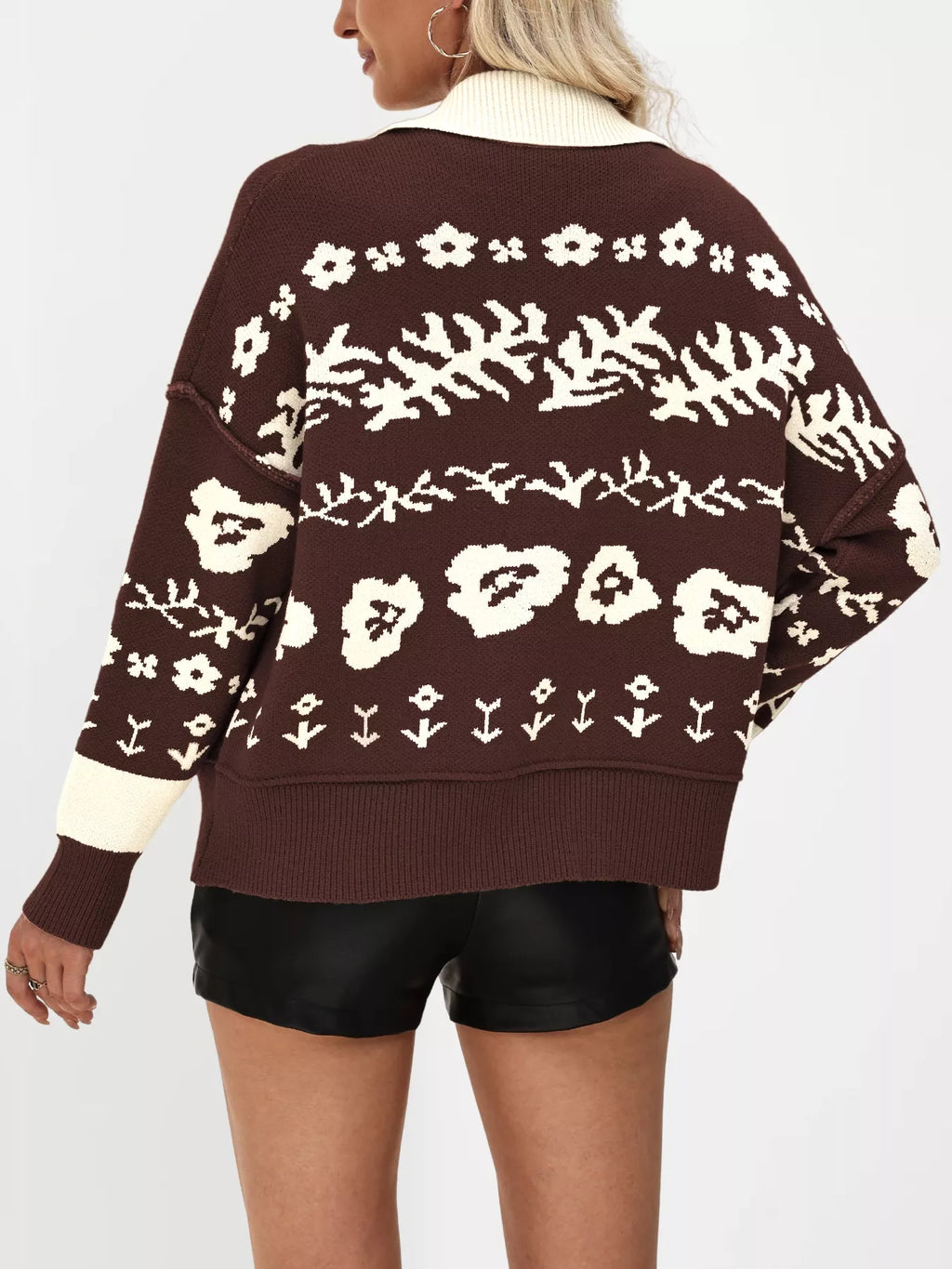 Floral Pattern Button-down Cardigan (8)