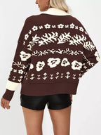 Floral Pattern Button-down Cardigan (8)