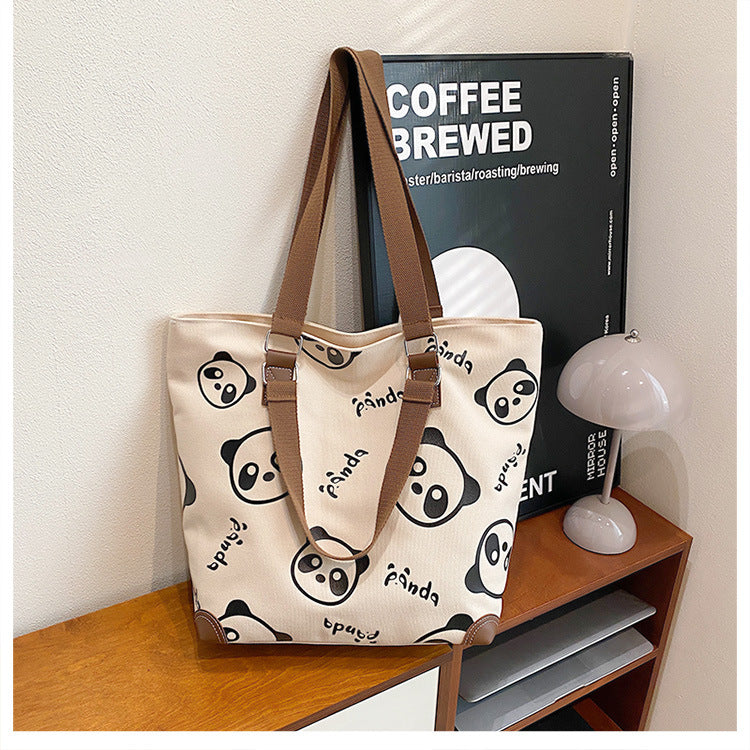 Cute Panda Canvas Bag Cartoon Casual Shoulder photo 1