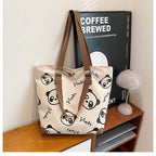 Cute Panda Canvas Bag Cartoon Casual Shoulder photo 1