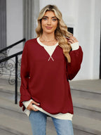 Contrast Round Neck Long Sleeve Sweatshirt (24)
