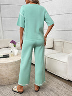 Round Neck Half Sleeve Top Pants Set (6)