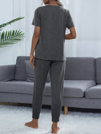 Round Neck Short Sleeve Top Pants Set (16)