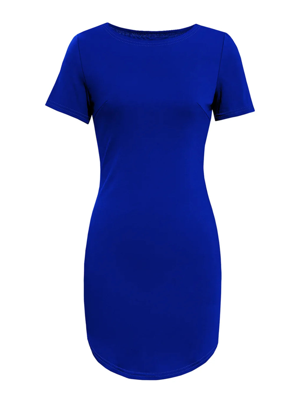 Round Neck Short Sleeve Mini Tee Dress (11)