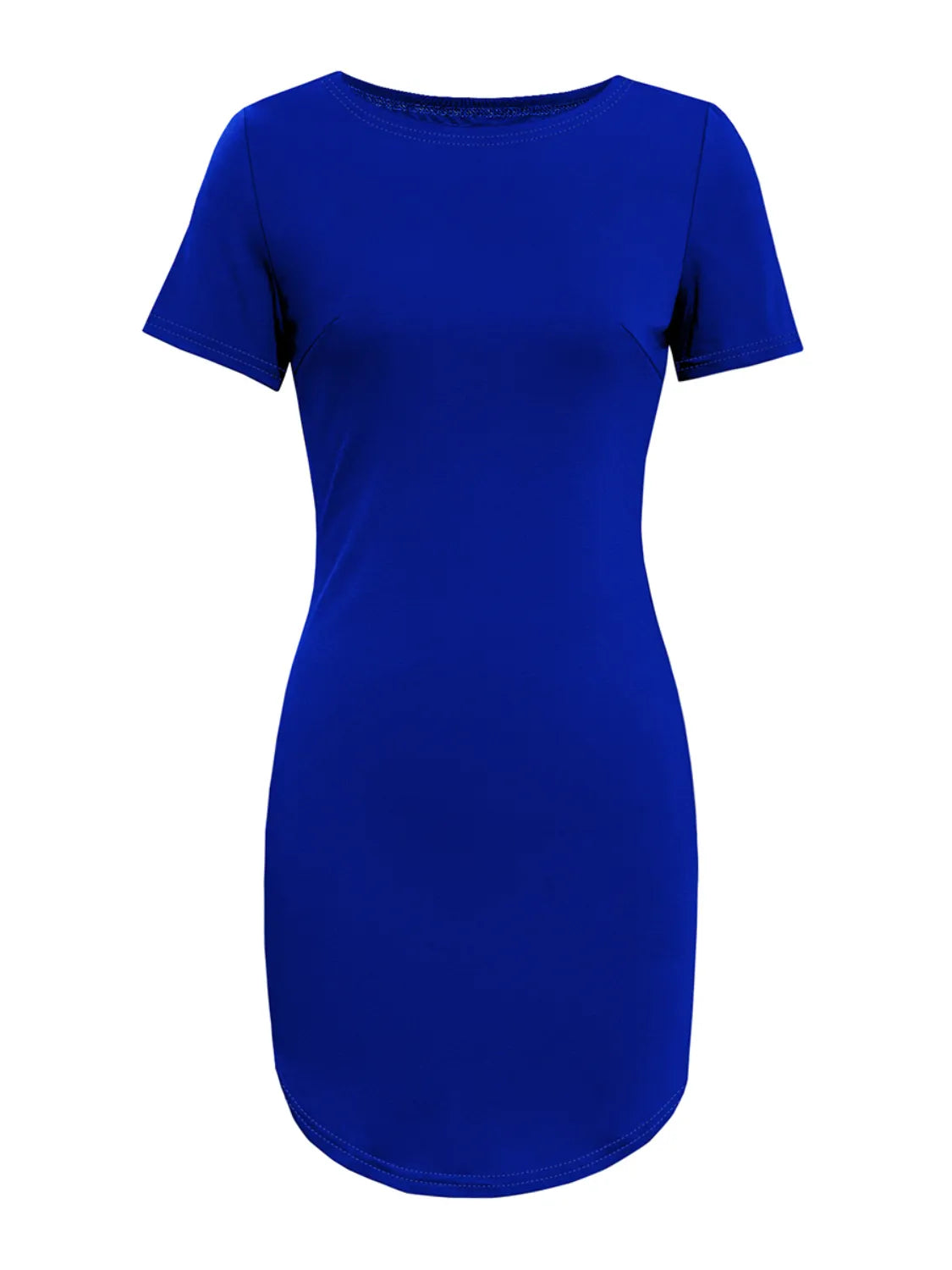 Round Neck Short Sleeve Mini Tee Dress (11)
