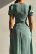 Sweetheart Neck Short Sleeve Dress (14)