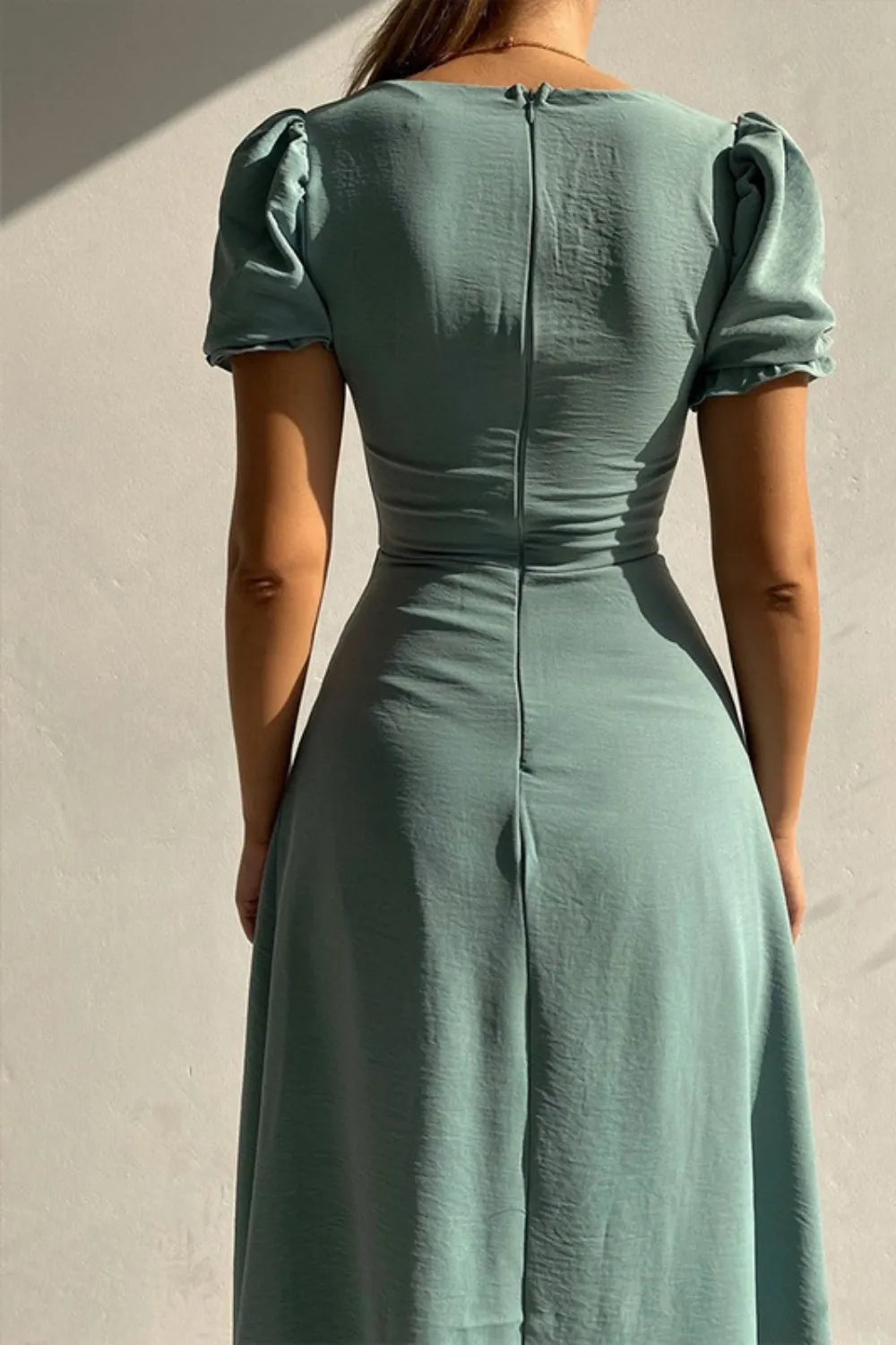 Sweetheart Neck Short Sleeve Dress (14)