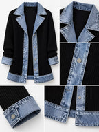 Full Size Denim Trim Ribbed Knit Cardigan Plus (6)
