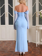 Off-shoulder Ruched Mermaid Maxi Dress (7)