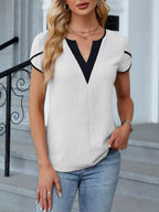 Notched Petal Sleeve Blouse (3)