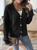 Button Up V-neck Long Sleeve Cardigan (11)