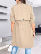 Drape Collar Lightweight Trench Coat (3)