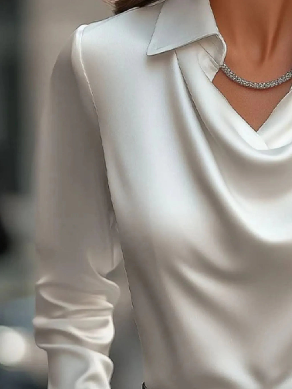 Satin Collar Long Sleeve Blouse (6)