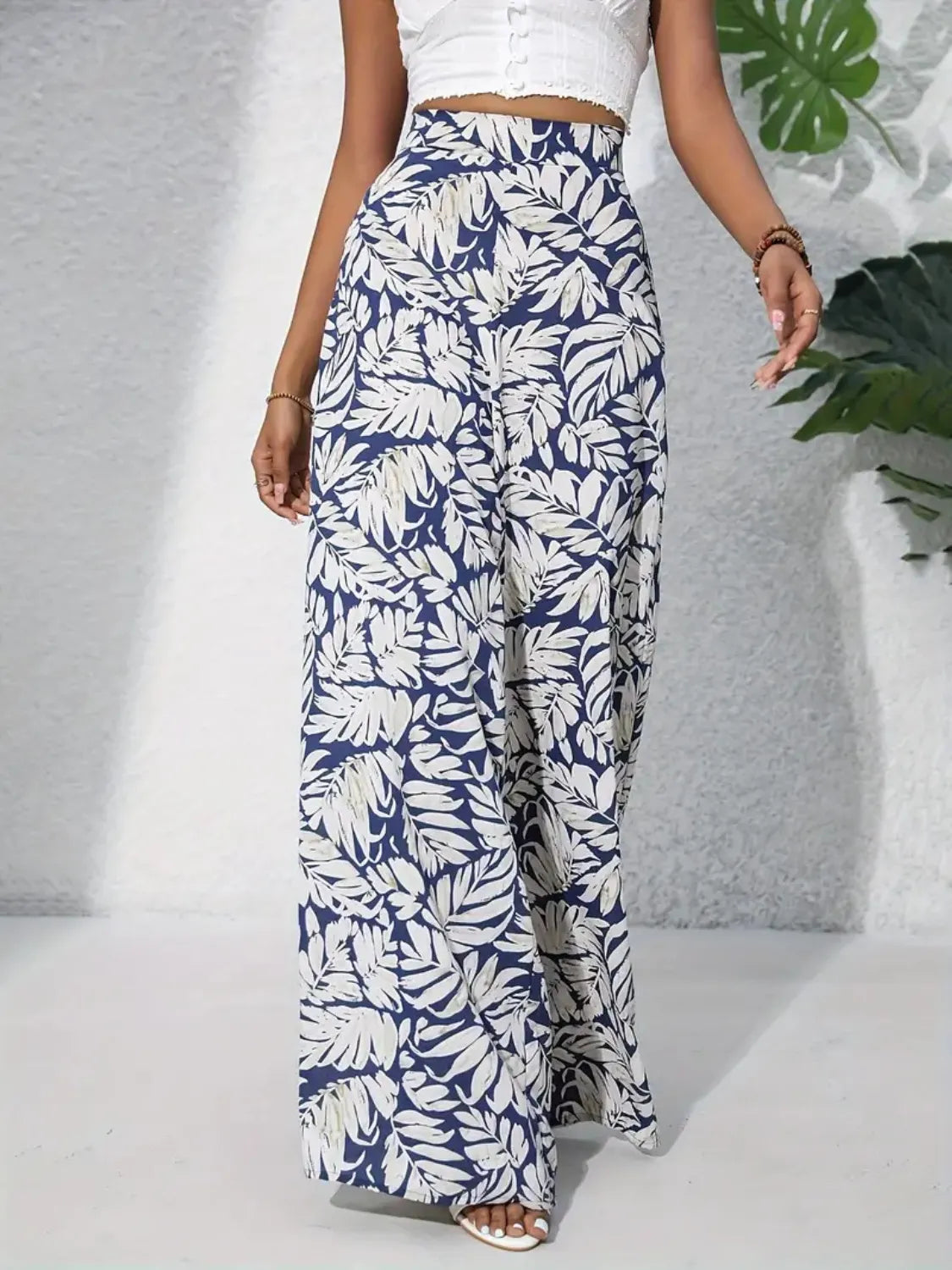 Printed High Waist Wide Leg Pants (22)