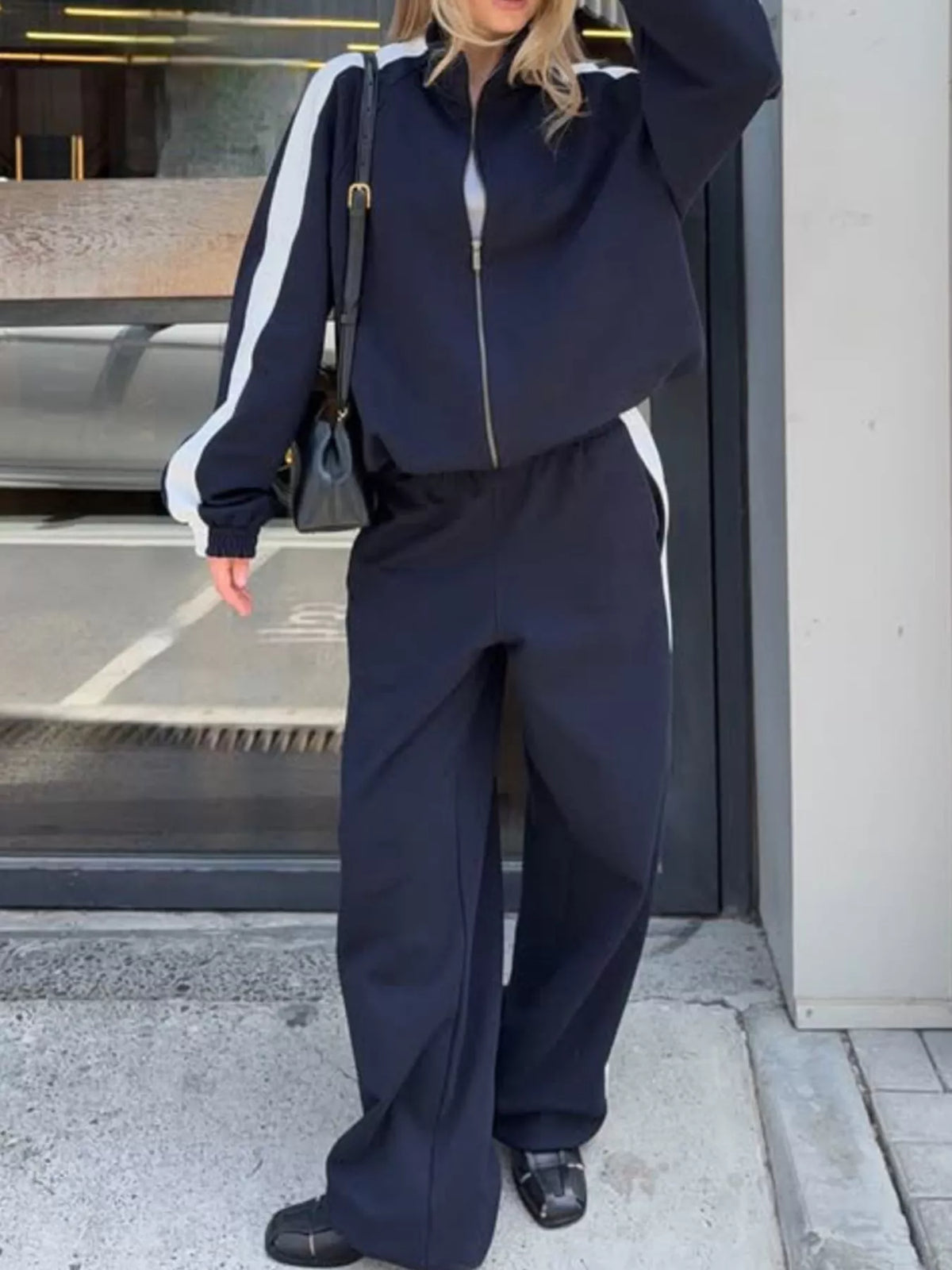 Zip Up Long Sleeve Outerwear Pants Set (23)