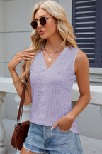 Eyelet V-neck Wide Strap Tank (34)