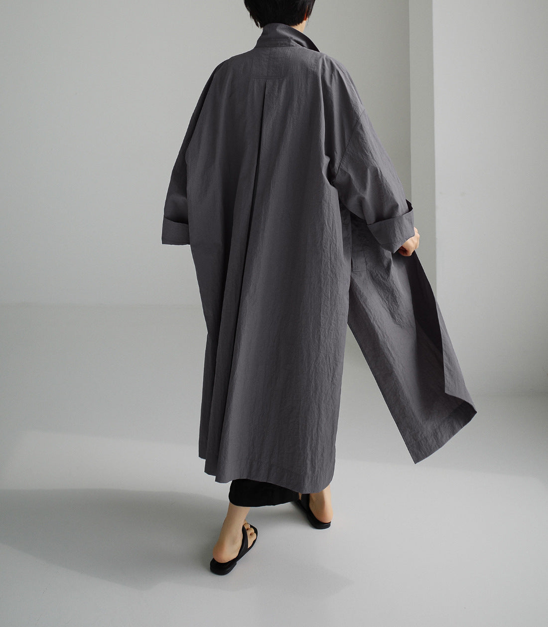 Shirt Dress Overknee Long Split Bf Cotton Linen Trench Coat photo 15