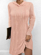 Casual Long Sleeve Hooded Knit Dress (2)