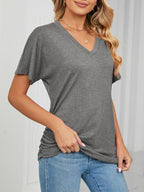 Casual V-neck Short Sleeve T-shirt (22)
