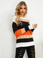 Striped Round Neck Dropped Shoulder Sweater (6)