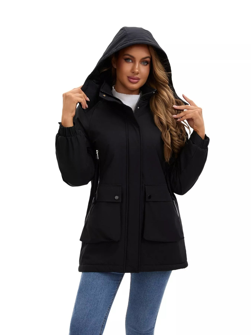 Full Size Zip Up Hooded Parka Outerwear Plus (14)