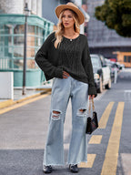 Round Neck Cable-knit Sweater (4)