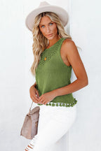 Openwork Tassel Hem Knit Tank (6)