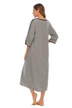 Round Neck Three-quarter Sleeve Midi Night Dress (15)