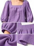 Square Neck Puff Sleeve Mini Dress (33)