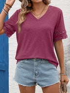 V-neck Hollow-out Sleeve T-shirt (20)