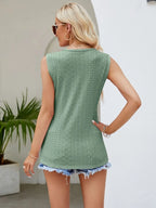 Eyelet Lace Detail V-neck Tank (16)