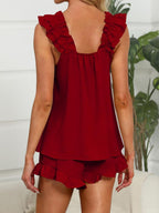Ruffle Trim Top Shorts Set (23)