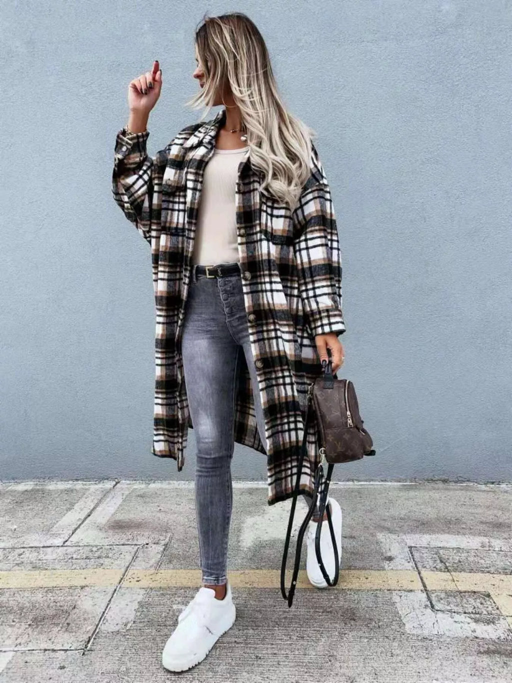 Plaid Button Up Longline Shacket (15)
