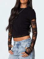 Lace Sleeve Fitted T-shirt (3)