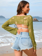 Distressed Boat Neck Long Sleeve Cover Up (9)
