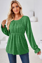 Ruched Round Neck Flounce Sleeve Blouse (14)